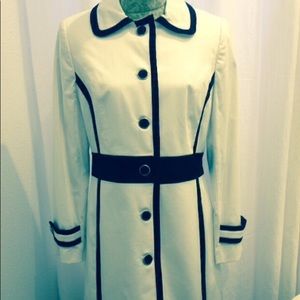 Alfani White & Black Fitted Trench Coat